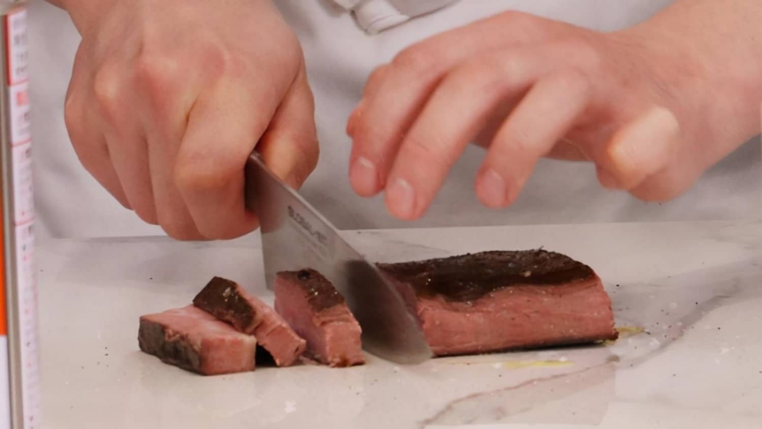 Chop Meat On Sintered Stone Countertop