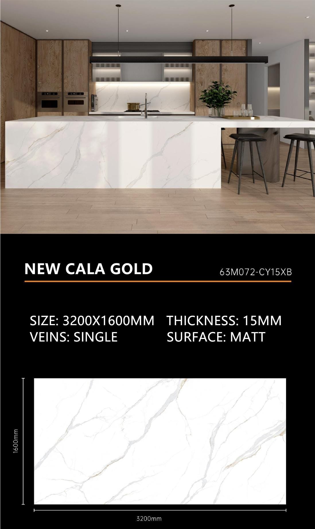 10. New Cala Gold Sintered Stone Matt 15mm Slab
