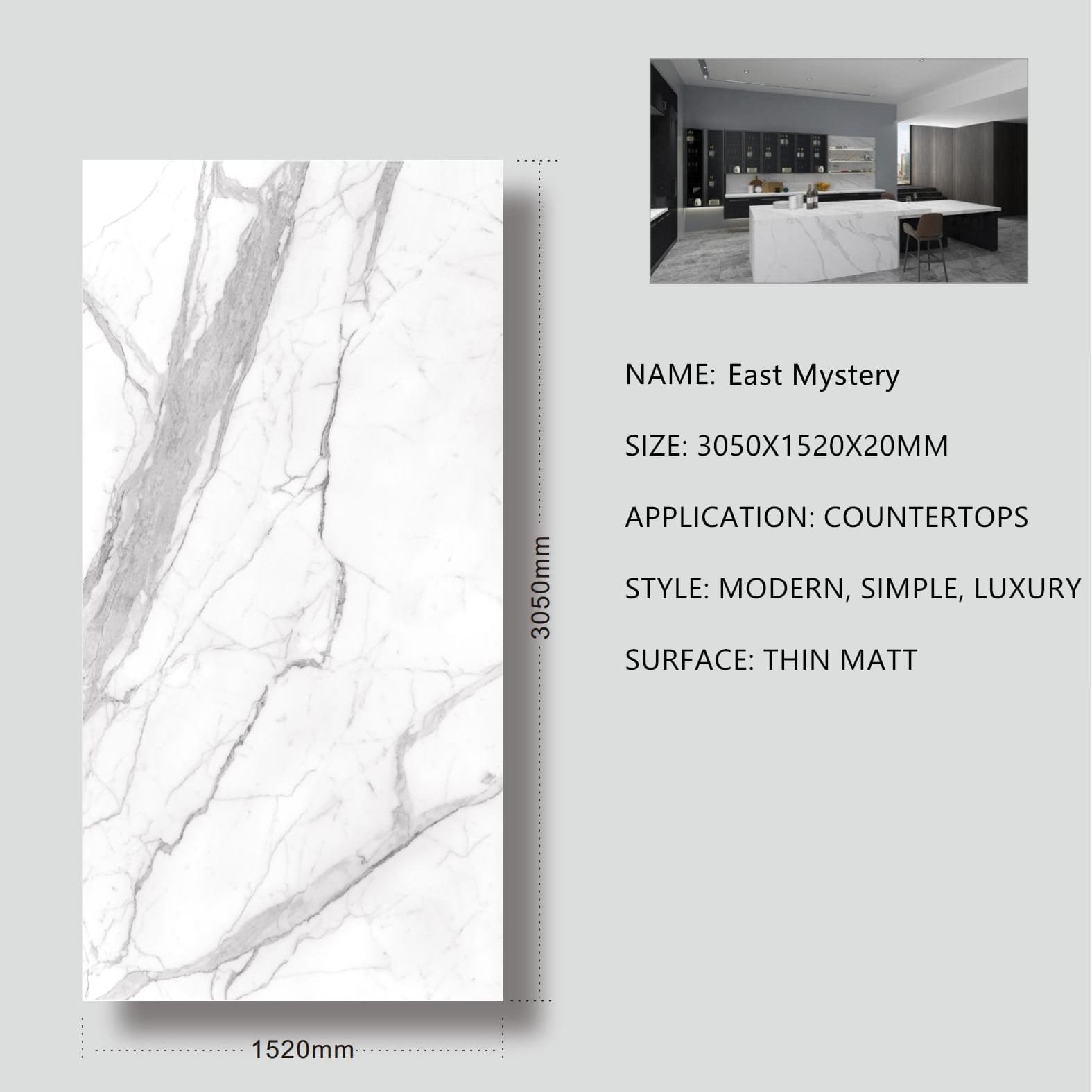 6. East Mystery Sintered Stone Thin Matt 20mm