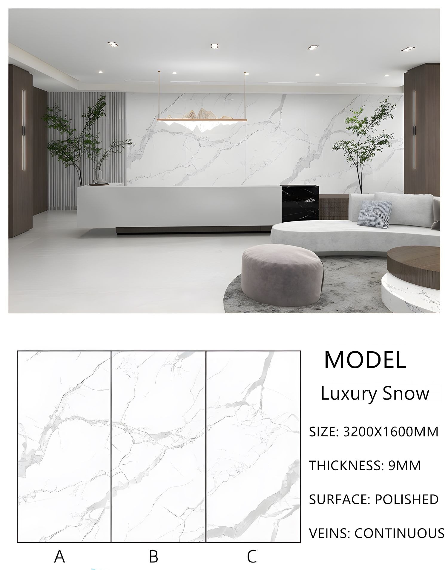 9. Sintered Stone Luxury Snow
